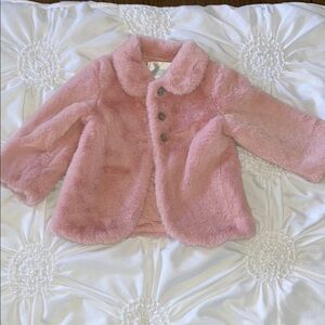 Edgehill Collection Pink Pea Coat Plush Faux Fur